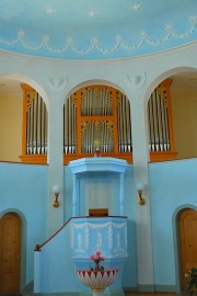 Vue de l'orgue avec la chaire. Cliché personnel