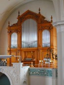 Vue de l'orgue Kuhn de l'église réformée de Rorschach. Cliché personnel (ami 2011)