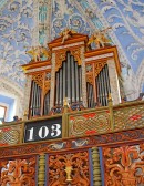 Vue de l'orgue historique J. Lochner (1741) à Zernez. Cliché personnel (juillet 2011)