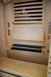 Console de l'orgue Vier de l'Hospice de Müstair. Cliché personnel