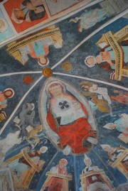 Les peintures murales du choeur, avec le Christ à trois têtes (Trinité). Cliché personnel