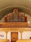 Vue de l'orgue Kuhn (buffet Bossard) de l'église de Wahlern. Cliché personnel (nov. 2011)