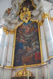 Le Maître-autel baroque (représentation du décès de l'abbé A. Müller de St. Urban). Cliché personnel