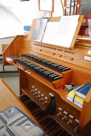 Vue de la console de l'orgue. Cliché personnel