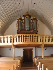 Vue intérieure de l'église de Neuenegg avec l'orgue. Cliché personnel