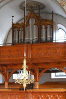 Vue de l'orgue Graf (buffet Goll, 1907), église paroissiale de Wauwil. Cliché personnel (fin mars 2012)