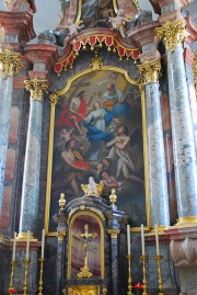 La maître-autel de K. Moosbrugger avec le Couronnement de Marie (peint par J. Melchior Wyrsch): un chef-d'oeuvre baroque. Cliché personnel