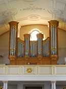 Vue de l'orgue Metzler de l'église de Neuenkirch (1994). Cliché personnel (juin 2012)