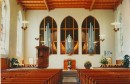 Vue de l'orgue éclairé de l'intérieur. Crédit: http://www.evang-amriswil.ch/