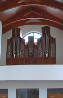 Vue de l'orgue Gebr. Mayer de l'église St. Karl Borromäus, Oberriet. Cliché personnel (juillet 2014)