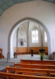 Le choeur de l'église réformée de Sennwald (peintures murales gothiques). Cliché personnel (07. 2014)