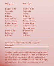 Composition des jeux de l'orgue (termes espagnols). Source: dépliant distribué à l'entrée du concert