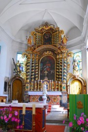 Le maître-autel (réalisé par des sculpteurs locaux valaisans au 18ème s.). Cliché personnel
