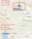 Situation de l'église réformée de Schwamendingen dans Zürich. Source: https://commons.wikimedia.org/wiki/Category:Reformierte_Kirche_Schwamendingen