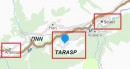 Carte montrant la distance entre Scuol et Tarasp. Source: https://www.viamichelin.de/web/