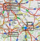 Situation géographique de Namur en Belgique. Source: Viamichelin