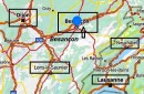 Besançon, carte. Source: Viamichelin