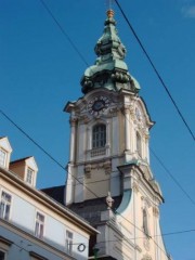 La Pfarrkirche de Graz, la tour. Crédit: //members.aon.at/