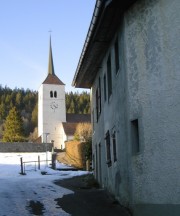 La Sagne, vue sur le Temple en hiver. Cliché personnel