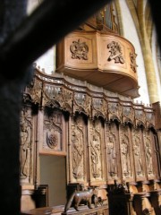 Stalles et orgue de choeur (arrivé à Estavayer en 1659). Cliché personnel