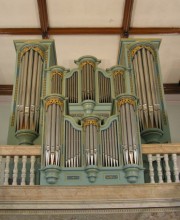 Vue de l'orgue en contre-plongée depuis la nef. Cliché personnel