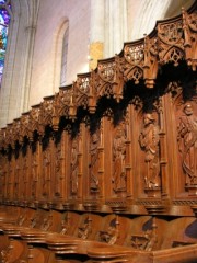 Vue partielle des stalles de l'église de Moudon. Cliché personnel