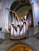 Orgue de l'église Notre-Dame à Genève (orgue de la manufacture de St-Martin, 1992). Cliché personnel (2006)