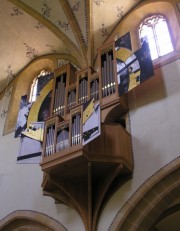 Vue rapprochée (zoom) de l'orgue de nef Metzler (Stadtkirche, Bienne). Cliché personnel