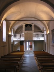 Vue de la nef depuis le choeur en direction de l'orgue. Cliché personnel