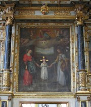 Détail du tableau du maître-autel: la Sainte Famille (17ème s.). Cliché personnel