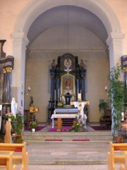 Vue du choeur de l'église de Vuippens. Cliché personnel