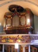 Le magnifique orgue J. Scherrer (1857), restauré en 1996; église de La Roche en Gruyère. Cliché personnel (début nov. 2007)