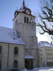 Temple du Locle en hiver. Cliché personnel