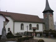 Vue de l'église de Bösingen. Cliché personnel, 27.12.2007