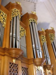 Le magnifique développement de la grande façade de l'orgue Genève SA. Cliché personnel