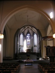 Vue intérieure axiale de la Stadtkirche de Zofingen. Cliché personnel