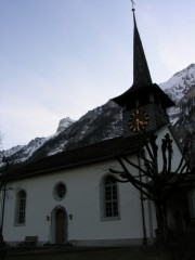 Eglise de Kandergrund, en fin d'après-midi. Cliché personnel (mars 2008)