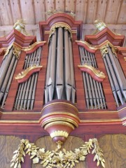 Le buffet de l'orgue en contre-plongée. Cliché personnel