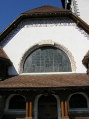 Façade avec la grande verrière Art Nouveau. Cliché personnel