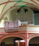 Vue du Grand Orgue Genève SA (1964) de l'église réformée d'Interlaken. Cliché personnel (5 avril 2008)