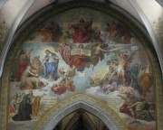 Vue de la peinture murale à l'entrée du choeur (1865, M.P von Deschwanden). Cliché personnel