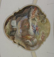 Vue détaillée au zoom d'une des peintures de la voûte (18ème s.). Cliché personnel