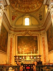 Vue du choeur de l'église (3 tableaux sur la vie de San Lorenzo, 1788). Cliché personnel