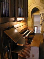 Vue de la console de l'orgue. Cliché personnel